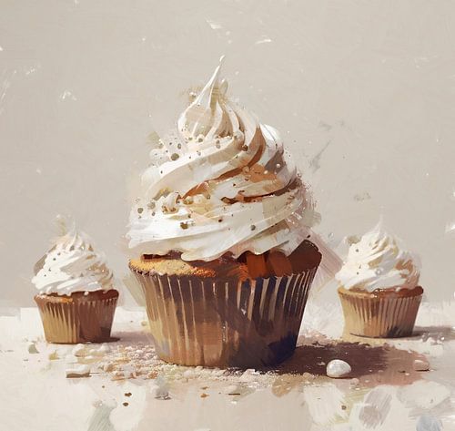 Cup cakes met topping en sprinkels .