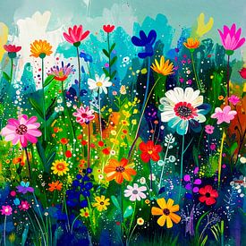 Überschwänglicher Sommer! Buntes Blumenfeld von Studio Pieternel
