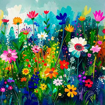 Uitbundige Zomer! Kleurrijk Bloemenveld van Studio Pieternel