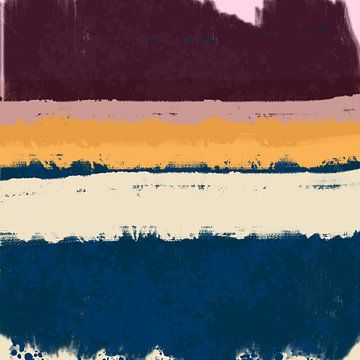 Paysage moderne abstrait et coloré en bleu, jaune et violet sur Dina Dankers
