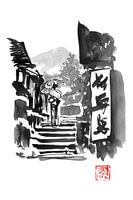 Geisha auf der Treppe