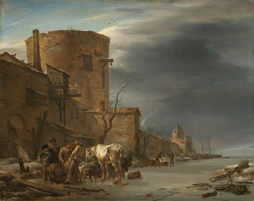 Stadswal van Haarlem in de winter, Nicolaes Pietersz. Berchem