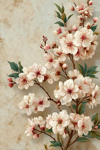 Vintage floral splendour on antique parchment