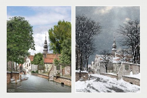 Haarlem Oude Gracht in zomer en winter