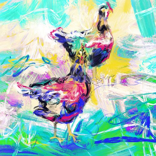 Des poules colorées