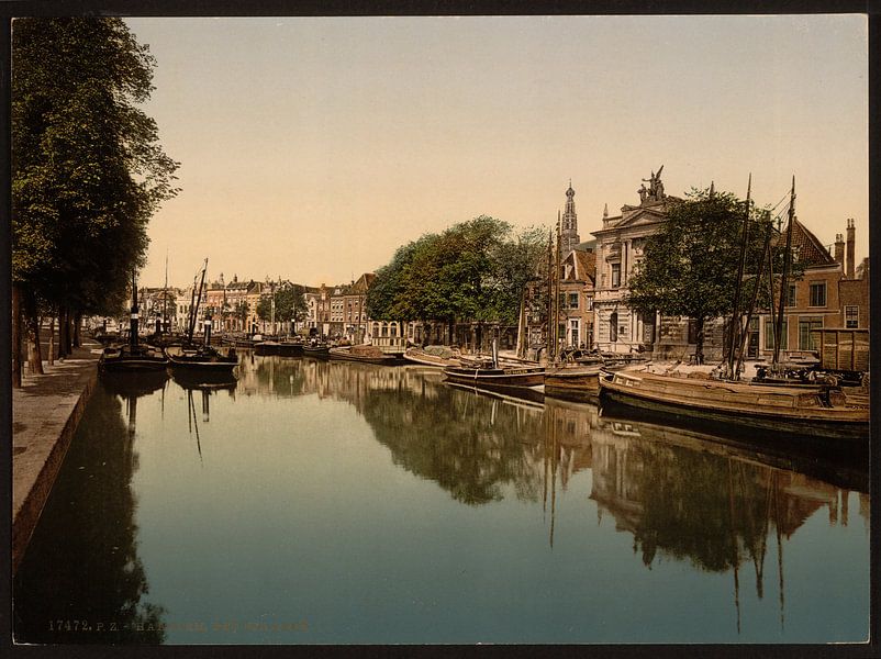Teylers Museum en Spaarne, Haarlem von Vintage Afbeeldingen