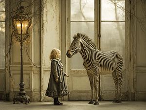 Das Mädchen und das Zebra | Magischer Realismus als Wandkunst