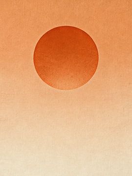 JAPANDI Terracotta Sun Abstract Art - Minimalist Warm Gradient Linen Texture Poster