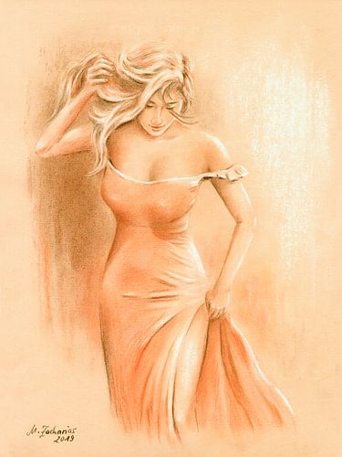 A Man's Dream in a Red Dress - Erotic Art by Marita Zacharias
