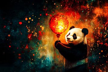 Panda met gloeiende lantaarn van Imperial Art House