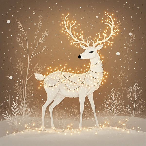 A Christmas sculpture of a reindeer with Christmas lights . by J.a Dijkstra