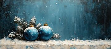 Sneeuw op Kerstballen van Kunst Kriebels