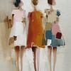 Sunday Stroll, modern abstract portret van drie vrouwen van Studio Allee