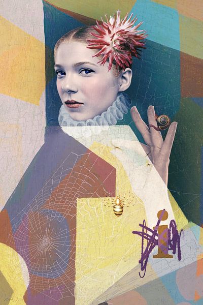 Spider, snail, dahlia &amp; i (1 of series of 4) by Blikstjinder by Betty J