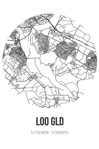 Loo Gld (Gelderland) | Karte | Schwarz und Weiß