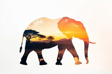 Elephant in the sunset by Poster Art Shop