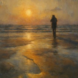 Réflexion sur la plage sur Geert Van Baelen