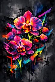 Neon Orchid Symphony – Levendige bloemenmix van ButterflyPix
