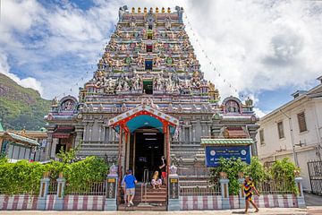 Hindoetempel in Victoria, de hoofdstad van de Seychellen van t.ART