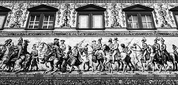 Der Fürstenzug in Schwarz-Weiß, Dresden