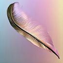 Still life with feather, gold, pink and orange atmosphere - illustration in soft pastel color by Lily van Riemsdijk - Art Prints with Color thumbnail