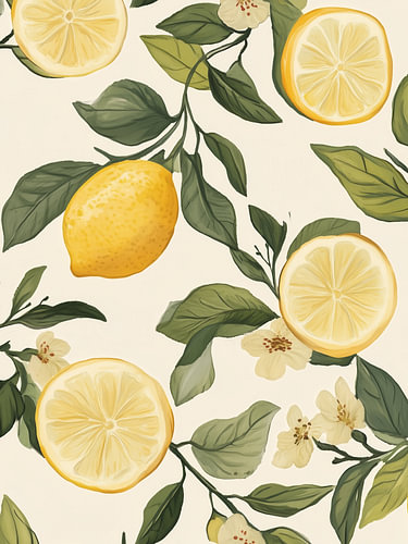 Citrons, motif botanique d'agrumes