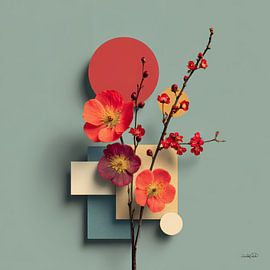 Abstrakt mit Blumen von Gelissen Artworks