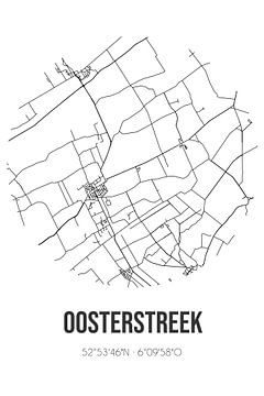Oosterstreek (Fryslan) | Landkaart | Zwart-wit van Rezona