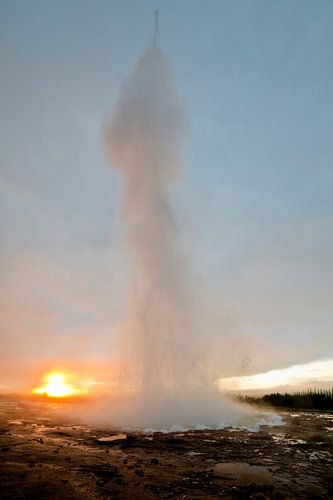 Geysir locatie, zonsopkomst in IJsland
