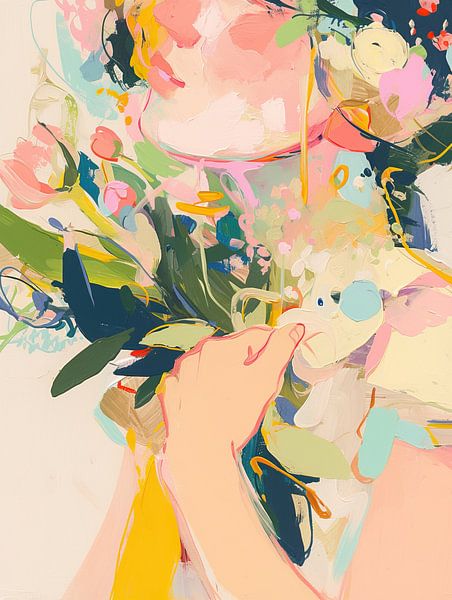 Vrouwen Schilderij | Dreamy Whispers van Blikvanger Schilderijen