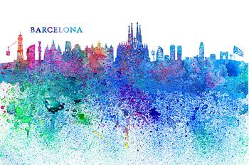 Barcelona Catalonië Spanje Skyline Silhouet Impressionistisch