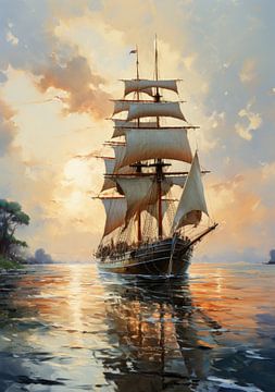 Sailboat Sailing Ship Boat Maritime Sea Poster Art Print by Niklas Maximilian