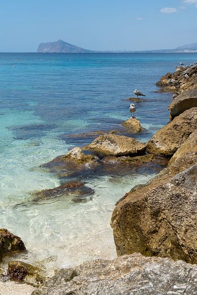 Turquoise zeewater en rotsen in Calpe 2 van Adriana Mueller