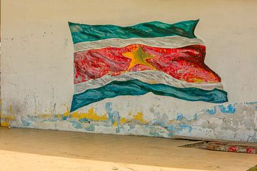 Flag of Suriname on wall by Patricia Hofmeester
