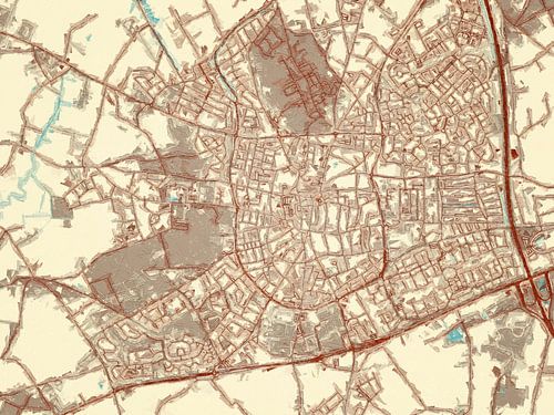 Kaart van Venray in de stijl Blauw & Crème