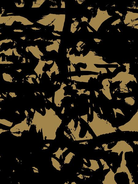 Wabi-Sabi Abstract Japan in Oker Geel Zwart van Mad Dog Art