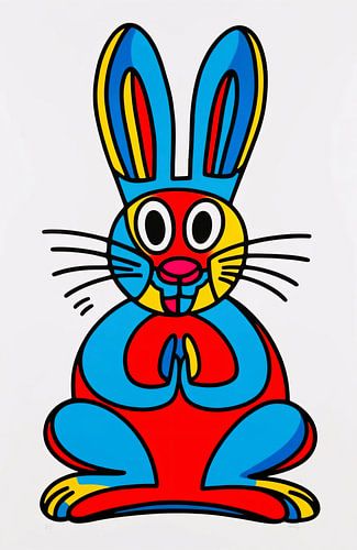 Kleurrijk konijn in pop-art stijl