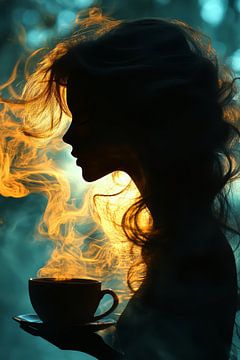 vrouw met koffie van Egon Zitter