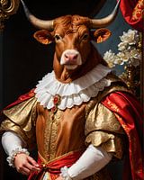Majesty of the Horns - Renaissance Cow in Royal Attire
