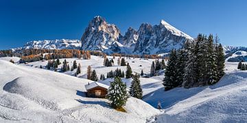 Romantisme des cabanes sur l'Alpe de Siusi dans le Tyrol du Sud sur Achim Thomae Photography