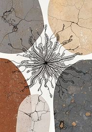 Abstrakte geometrische Formen mit rissigen Texturen und Liniendesign von Markus Gann