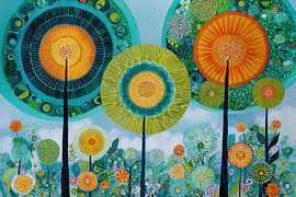 Bunte Gartenfantasie von Blumen Studio