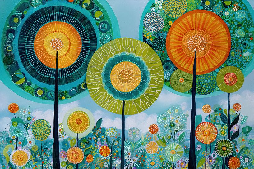 Bunte Gartenfantasie von Blumen Studio