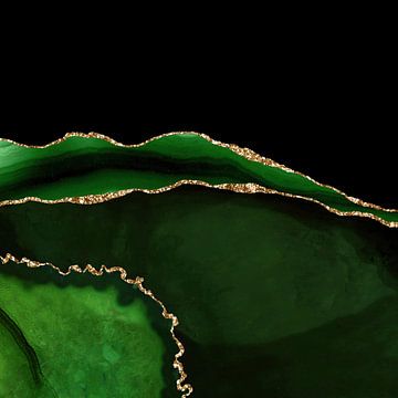 Green & Gold Agate Texture 05 van Aloke Design