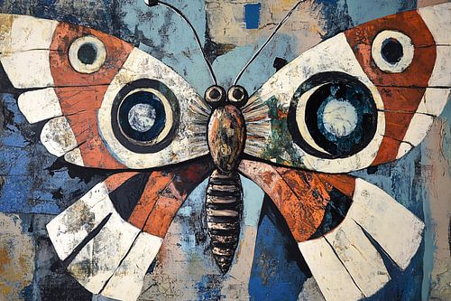 Papillon surréaliste sur fond abstrait