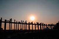 The U-Bein Bridge at sunset in Myanmar