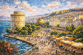 Thessaloniki in Greece, an impressionist painting. by Gallery Hoppenbrouwers