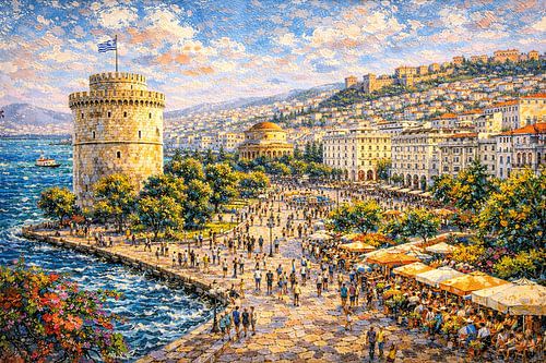 Thessaloniki in Greece painting.