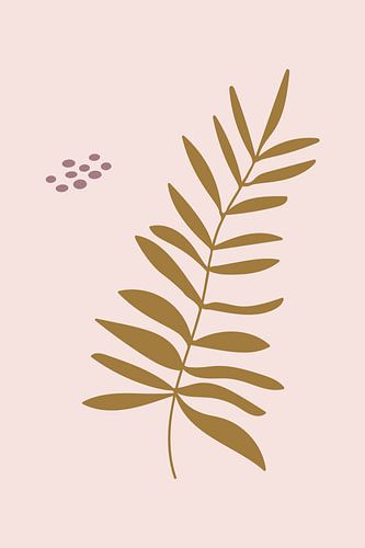 Modern boho botanisch. Bladeren in pastelkleuren. Oker, roze, paars 1