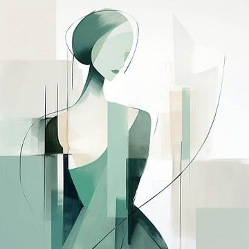 Abstracte Vrouw in Groen van Color Square